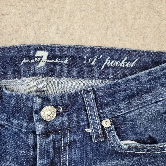 7 For All Mankind "A" Pocket Jeans Womens 26 Blue Dark Wash Bootcut Made in USA - Picture 3 of 12